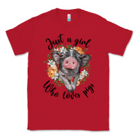 Red just a girl who loves pigs floral wreath Classic Tee - BarkalooDesign