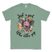 Sage just a girl who loves pigs floral wreath Classic Tee - BarkalooDesign