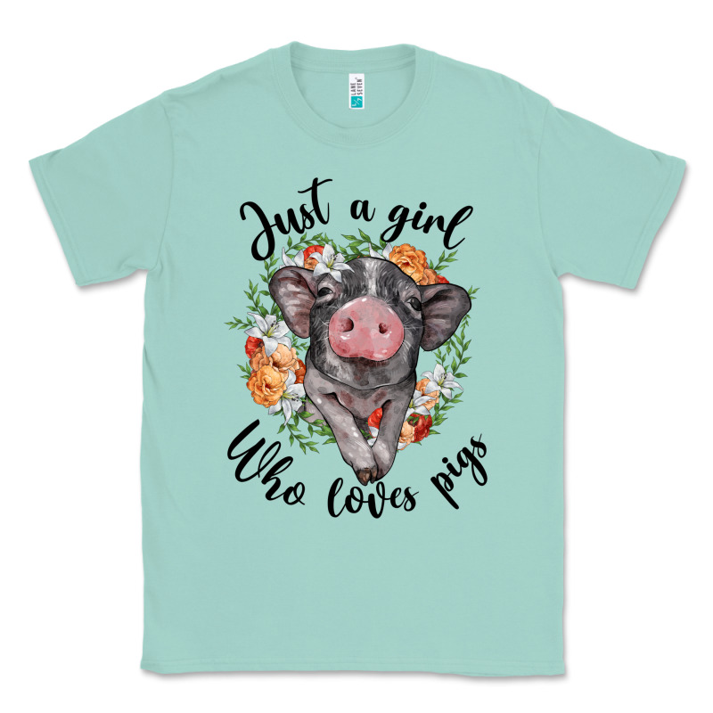 Just A Girl Who Loves Pigs Floral Wreath Classic Tee by BarkalooDesign | Teevron