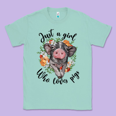 Just A Girl Who Loves Pigs Floral Wreath Classic Tee Designed By Barkaloodesign
