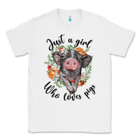 White just a girl who loves pigs floral wreath Classic Tee - BarkalooDesign