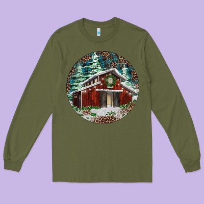 Barn Christmas Long Sleeve Tee Designed By Ranaportraitstore