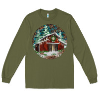 Army Green Barn Christmas Long Sleeve Tee - RanaPortraitStore