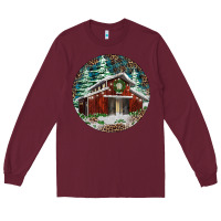 Burgundy Barn Christmas Long Sleeve Tee - RanaPortraitStore