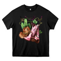 Black cowgirl boots hat horns cactus Heavy Core Tee - NancyCooperArtShop