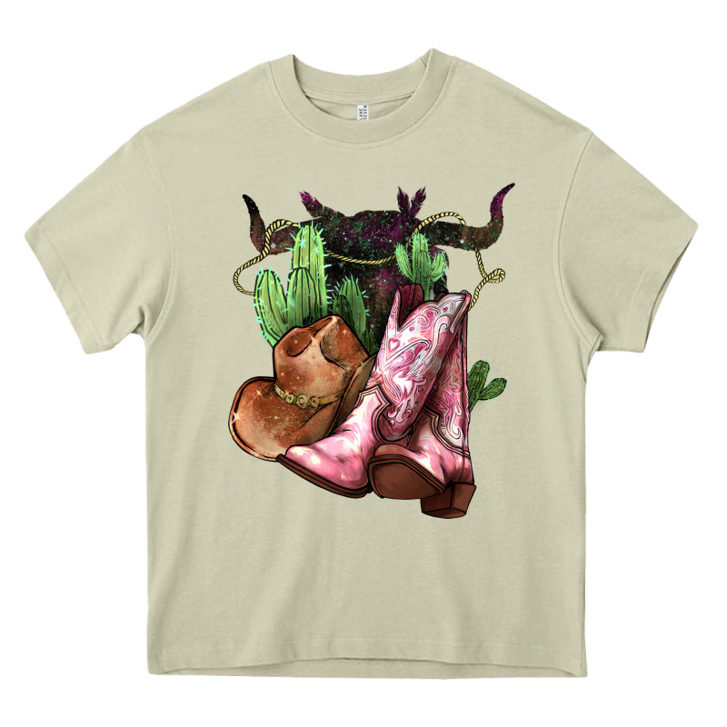 Cowgirl Boots Hat Horns Cactus Heavy Core Tee by NancyCooperArtShop | Teevron