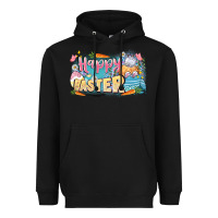 Black Happy Easter Heavyweight Hoodie - LillyAllenDesigns