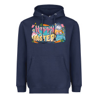 Navy Happy Easter Heavyweight Hoodie - LillyAllenDesigns