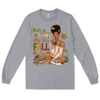 Heather Grey Just a girl who loves Fall afro woman Long Sleeve Tee - NancyCooperArtShop