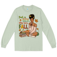 Matcha Just a girl who loves Fall afro woman Long Sleeve Tee - NancyCooperArtShop