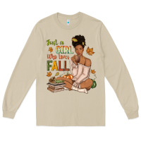 Mushroom Just a girl who loves Fall afro woman Long Sleeve Tee - NancyCooperArtShop