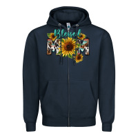 Navy Blessed mom Mother's Day Zipper Hoodie - FaDigitalArtStudio