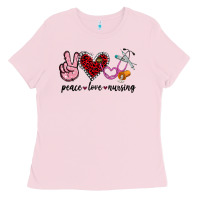 Bubblegum Pink peace love nursing Ladies Tee - Jasminsmagicworld