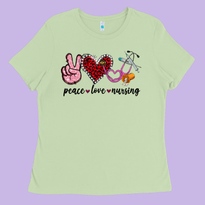 Peace Love Nursing Ladies Tee Designed By Jasminsmagicworld