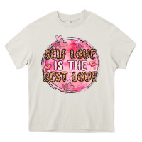 Cream self love is the best love Heavy Core Tee - MaliasSmallBusiness