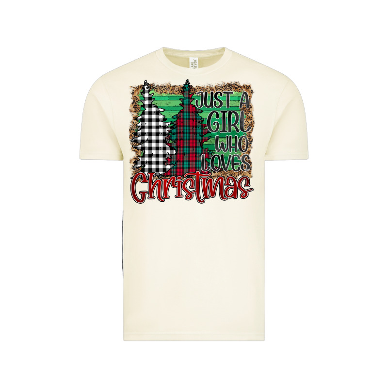 Womens Just A Girl Who Loves Christmas Funny Vintage Tee by Bettercallsaul | Teevron