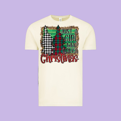 Womens Just A Girl Who Loves Christmas Funny Vintage Tee Designed By Bettercallsaul