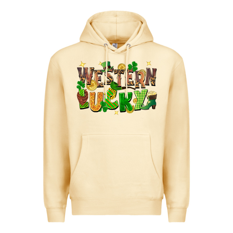 Western Lucky St. Patricks Day Premium Hoodie by FaDigitalArtStudio | Teevron