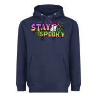 Navy Stay Spooky Heavyweight Hoodie - CowhideDigitalArt