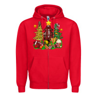 Red christmas with american football trees bbs Zipper Hoodie - BundleAndBundleShop