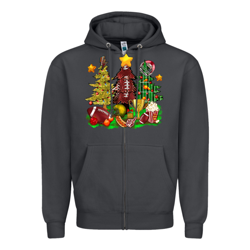 Christmas With American Football Trees Bbs Zipper Hoodie by BundleAndBundleShop | Teevron