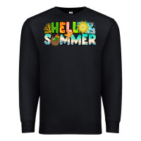 Black Hello Summer Premium Sweatshirt - CowhideDigitalArt