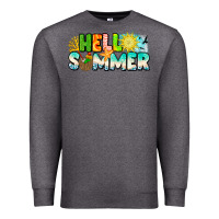 Charcoal Heather Hello Summer Premium Sweatshirt - CowhideDigitalArt