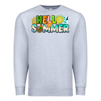Heather Grey Hello Summer Premium Sweatshirt - CowhideDigitalArt