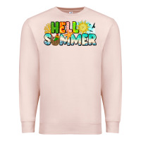 Pale Pink Hello Summer Premium Sweatshirt - CowhideDigitalArt
