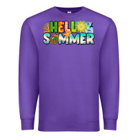 Purple Hello Summer Premium Sweatshirt - CowhideDigitalArt