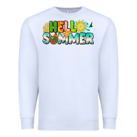 White Hello Summer Premium Sweatshirt - CowhideDigitalArt