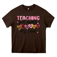 Chocolate Brown teaching sweet hearts Heavy Core Tee - MaliasSmallBusiness