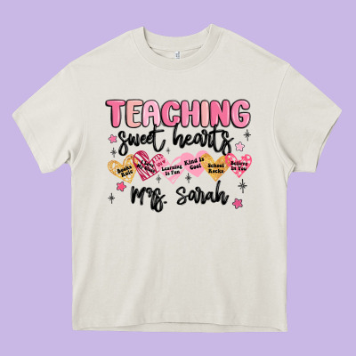 Teaching Sweet Hearts Heavy Core Tee Designed By Maliassmallbusiness