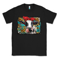 Black holstein cow with glitter and leopard background Classic Tee - BarkalooDesign