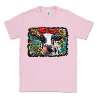 Bubblegum Pink holstein cow with glitter and leopard background Classic Tee - BarkalooDesign