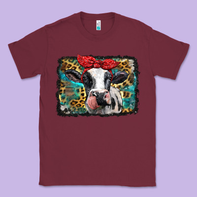 Holstein Cow With Glitter And Leopard Background Classic Tee Designed By Barkaloodesign