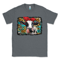 Charcoal Heather holstein cow with glitter and leopard background Classic Tee - BarkalooDesign