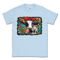 Dusty Blue holstein cow with glitter and leopard background Classic Tee - BarkalooDesign