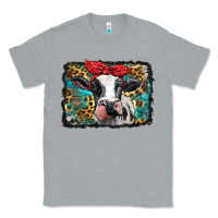 Heather Grey holstein cow with glitter and leopard background Classic Tee - BarkalooDesign
