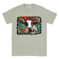 Matcha holstein cow with glitter and leopard background Classic Tee - BarkalooDesign