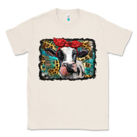 Natural holstein cow with glitter and leopard background Classic Tee - BarkalooDesign