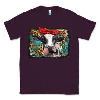 Plum holstein cow with glitter and leopard background Classic Tee - BarkalooDesign