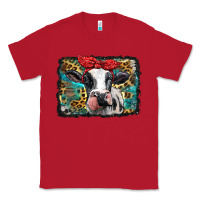 Red holstein cow with glitter and leopard background Classic Tee - BarkalooDesign