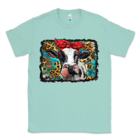 Seafoam holstein cow with glitter and leopard background Classic Tee - BarkalooDesign