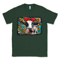 Sports Green holstein cow with glitter and leopard background Classic Tee - BarkalooDesign