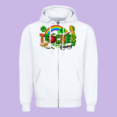 Teacher St Patrick Zipper Hoodie Designed By Fadigitalartstudio