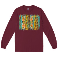 Burgundy Fall sunflower brushstrokes Long Sleeve Tee - NancyCooperArtShop