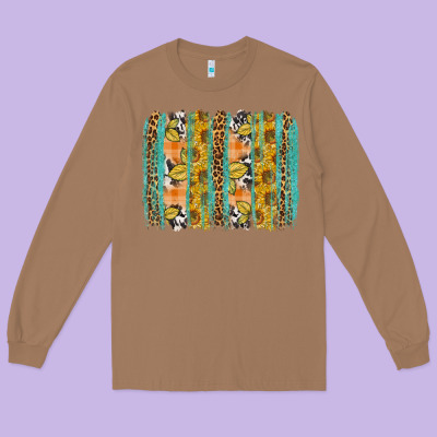 Fall Sunflower Brushstrokes Long Sleeve Tee Designed By Nancycooperartshop