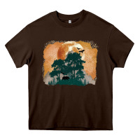 Chocolate Brown wilderness leopard Heavy Core Tee - MaliasSmallBusiness