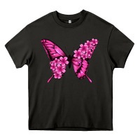 Asphalt Floral pink butterfly Heavy Core Tee - NancyCooperArtShop